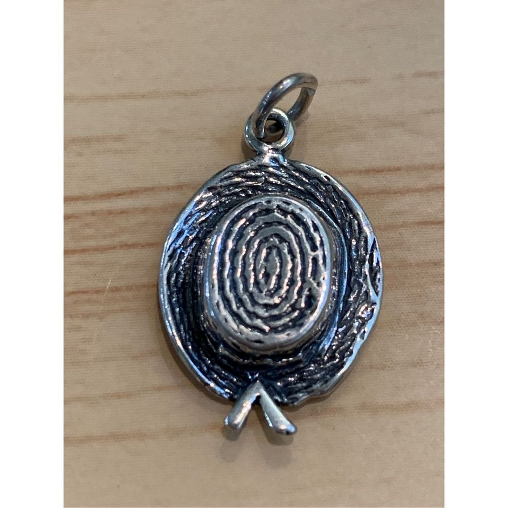 Straw Hat Sterling Silver Jewelry Charm